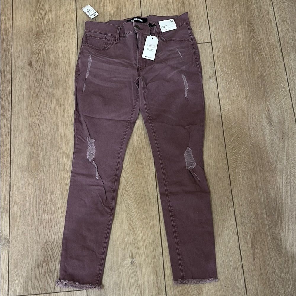 Express Distressed Jeans in Purple